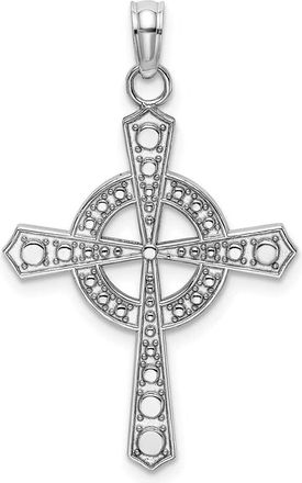 Diamond2Deal 14K White Gold Beaded Celtic Cross Eternity Charm