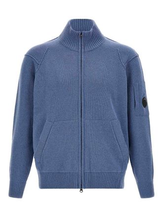 C.P. Company C. P. Company Light Blue Wool High-Neck Cardigan