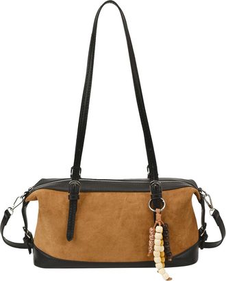Generic Women PU Leather Top-Handle Boston Bag with Zipper for Daily Use (Dark Brown)