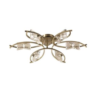 Netlighting Kromo Semi Flush Ceiling 6 Light G9 Antique Brass in Bronze