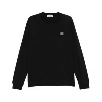 Stone Island Sweatshirts, male, Black, L, Crew Neck Sweatshirt