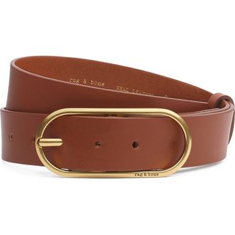 Rag & Bone Rounded Rebound Leather Belt in Bordeaux at Nordstrom, Size X-Small