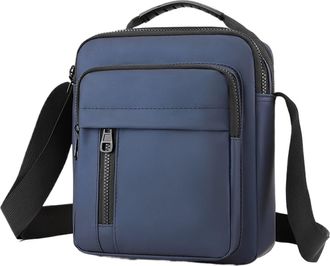 Generic Minimally Designed Waterproof Nylon Multi-Layer Business and Leisure Single Shoulder Carrying Crossbody Bag Compatible For Men(Blue)