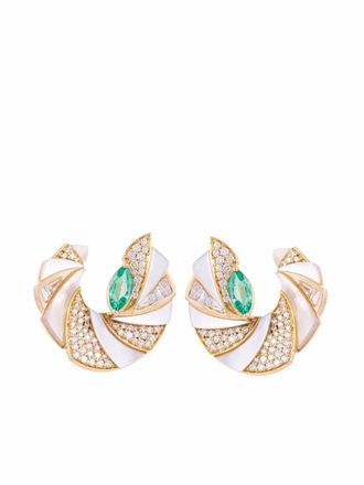 Ananya 18kt yellow gold Miniature Mogra multi-stone earrings