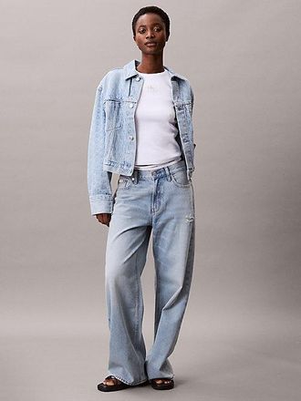 Calvin Klein Chaqueta Denim Cropped Con Logo Monograma
