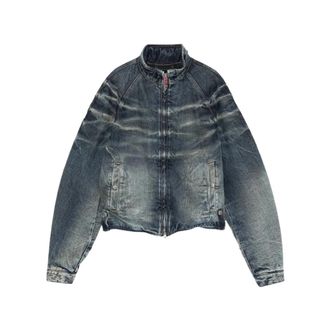 Diesel Denim Jack met vervaagd effect en raglanmouwen - Dames - Jassen - Blauw - Maat: XS Denim