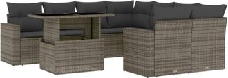 vidaXL Set De Muebles De Jard&iacute;n 9 Pzas Y Cojines Rat&aacute;n Sint&eacute;tico Gris Vidaxl