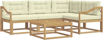 vidaXL Conjunto De Sof&aacute;s De Exterior 5 Uds. Blanco Y Crema Poli&eacute;ster Vidaxl
