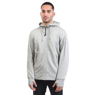C.P. Company Mens C.P. Company Diagonal Raised Fleece Lens Zip Hoodie in Grey
