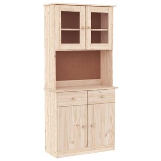 Berkfield Home Highboard ALTA 77x35x165 cm Solid Wood Pine in Light Tan | Size: 77 x 35 x 165 cm