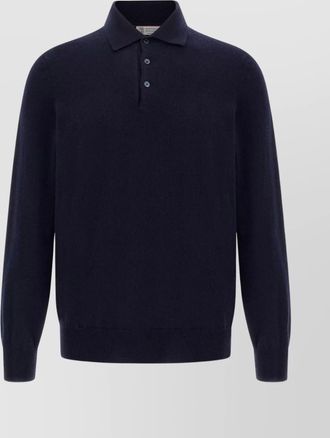 Brunello Cucinelli collared cashmere polo with ribbed cuffs