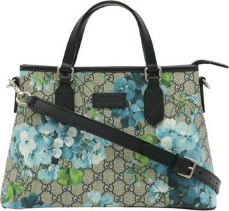 Gucci Beige Blue Multi-Color Gg Supreme Handbag Shoulder Bag Tote Bag (Pre-Owned)