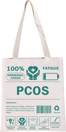 Generic PYOUL PCOS Awareness Gift 100% Hormonal Chaos Tote Bag Insulin Resistance Handbag PCOS Warrior Gift (100% Hormonal Chaos T)