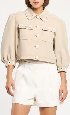 Cinq &agrave; Sept Gilliana Crop Jacket in Khaki/Ivory at Nordstrom, Size X-Small