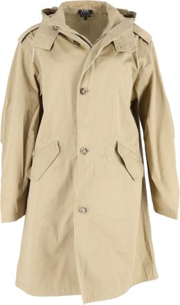 A.P.C. Pre-owned Womens Hooded Parka Coat in Beige Cotton - Size X-Small/Small