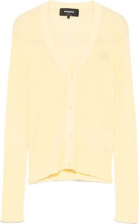 Rochas Vest met geborduurd logo en V-hals - Geel