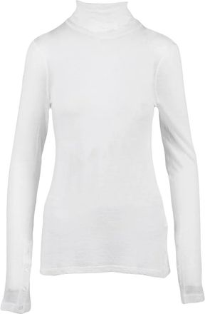 Semicouture White Brushed Wool-Blend High Neck T-Shirt