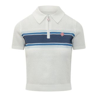 Casablanca Round-neck Knitwear, female, White, Size: M Mesh Stripe Top