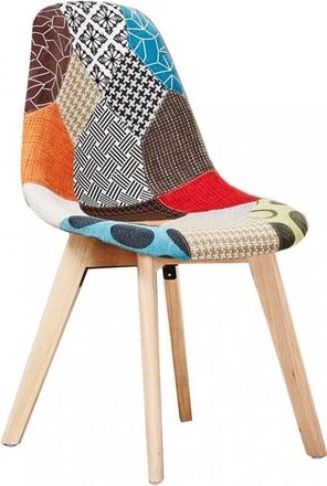 Life Interiors Life Interiors - Silla De Comedor Individual Con Tapizado De Tela Y Patas De Madera - Silla De Comedor - Multicolor