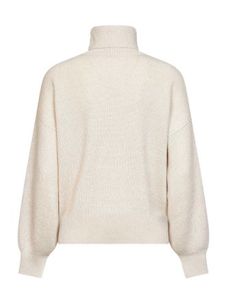 Brunello Cucinelli Womens Knit Turtleneck Sweater, Butter Lam&eacute; Beige