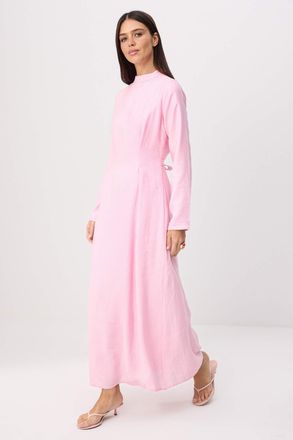 Trendyol Modest Dames Roze Effen Maxi Lang Casual Recht Modest Jurken