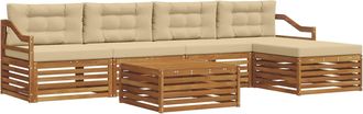 vidaXL Conjunto De Sof&aacute;s De Exterior 6 Uds. Natural Y Beige Vidaxl