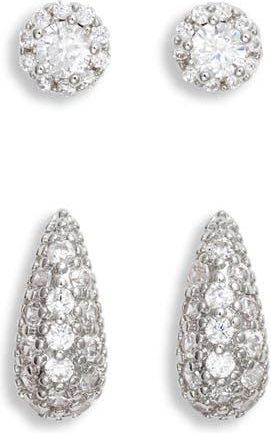 Nordstrom Demi Fine Set of 2 Stud Earrings in Sterling Silver Plated at Nordstrom Rack