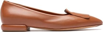 Officine Creative leather flat pumps - women - Buffalo Leather/Rubber/Buffalo Leather - 37 - Brown