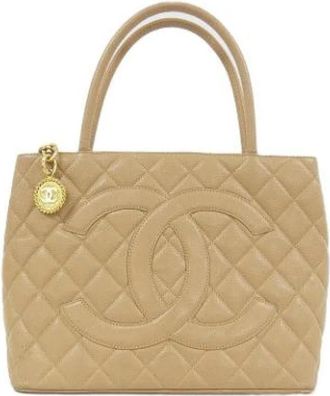 Chanel Pre-owned Vintage Handbag - Dames - Vintage Handtas - Beige - ONE Size - Leer - Vintage