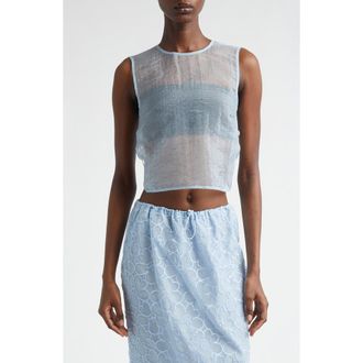 Cecilie Bahnsen Katie Sheer Liquid Myrtia Top in Light Blue Liquid Myrtia at Nordstrom, Size 4 Us