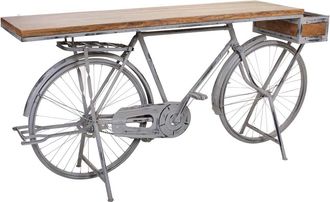 Wanderlust Deco Wanderlust Deco - Recibidor Bicicleta De Madera Y Metal Lacado Plata 198x50x94