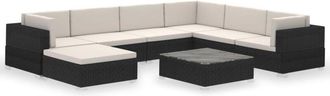 vidaXL Vidaxl - 8 Piece Garden Lounge Set with Cushions Poly Rattan Black