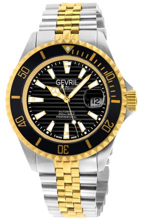 Gevril Group Mens Chamber 42602 Swiss Made Automatic, Sellita SW200 Two-toned Stainless Steel Date Watch - Silver & Gold - One Size