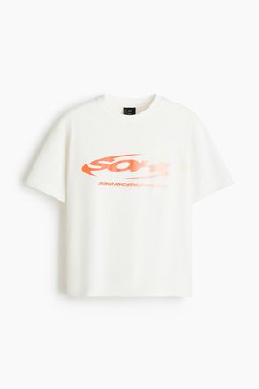H&M Bedrucktes T-Shirt in Loose Fit - White
