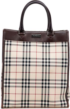 Burberry Pre-owned Womens Classic Plaid Tote Bag - Ivory Textile - One Size