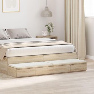 Berkfield Home Bed Drawers Sonoma Oak 160x36.5x16.5 cm Engineered Wood in Beige