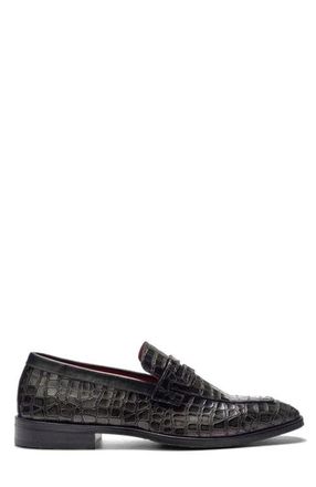 Carlos By Carlos Santana Nocturne Penny Loafer in Grey Croco Print at Nordstrom, Size 10.5