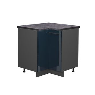 Vicco Armario De Esquina Fame-line, Azul Oscuro Alto Brillo, 80.5 Cm, Et Antracita
