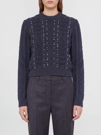 Jil Sander Maglia slim fit in lana con occhielli metallici e strass