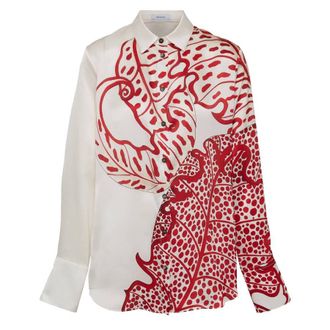Ferragamo Jungle Print Silk Shirt, Brand Size 44 ( US Size 10 )