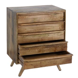 Hhg Cassettiera A 5 Cassetti Soggiorno Camera Da Letto Hhg 195 81x65x43cm Legno Di Mango Colore Noce