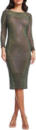 Dress The Population Emery Midi Dress in Black Multi at Nordstrom, Size Medium
