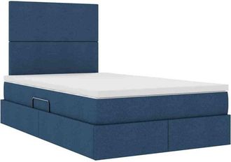 vidaXL Bed with LED Strip Lights with Storage Blue 120 x 200 cm Fabric vidaXL