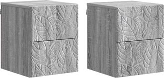 vidaXL Mesita De Noche De Pared 2 Uds. Sonoma Gris 34,5 X 33 X 40 Cm Vidaxl