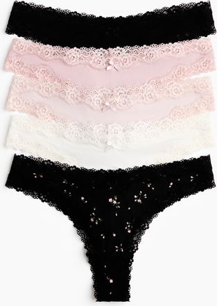H&M 5er-Pack Brazil Slips aus Mikrofaser und Spitze - Schwarz