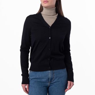 Burberry V-Neck Wool Knit Cardigan, Size XX-Small