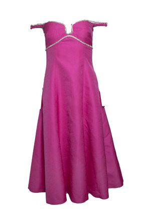 Self Portrait pink textured midi-dress diamonds