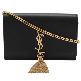 Saint Laurent Pre-owned Cross Body Bags, female, Black, Size: ONE SIZE Pre-owned Leather Crossbody Bag