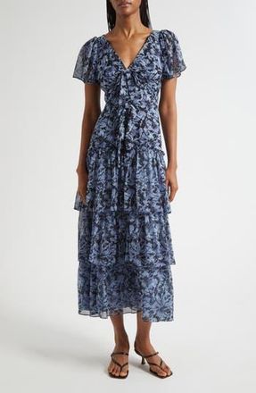 Cinq &agrave; Sept Graphic Cosmos Grizzo Maxi Dress in Iris Cloud/Black at Nordstrom Rack, Size 0