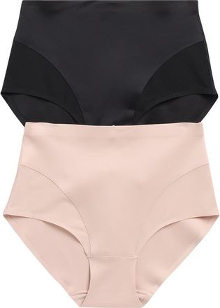 Skinny Girl 2-Pack High Waist Scuba Briefs in Ondine Blush/Black at Nordstrom Rack, Size X-Large